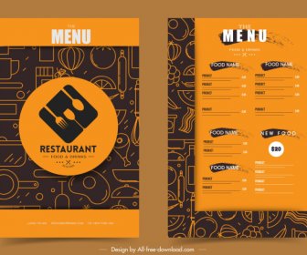 Restaurant Menu Template Flat Abstract Handdrawn Classic Design