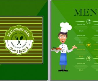 ícone De Cozinheiro Do Restaurante Menu Modelo Decoração Verde