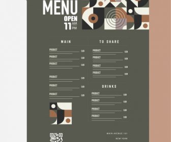 меню ресторана шаблон иллюзия абстрактный декор простая классика