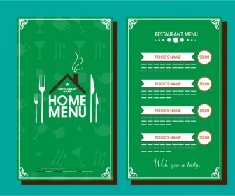 餐廳選單範本插圖設計在綠色背景