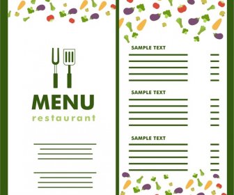 Restaurant Menu Vegetable Icons On White Background
