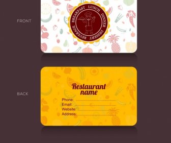 ícones De Comida Do Restaurante Nome Cartão Modelo Vinheta Ornamento