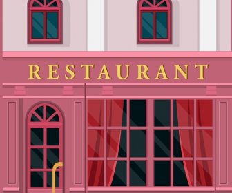 ร้านอาหารด้านหน้าออกแบบ ด้วยสีชมพู