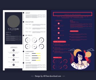 Resume Infographic Template Dark Bright Modern Elegant Design