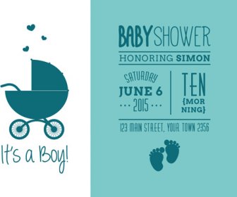 Retro Baby Shower Cards Vector