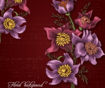 Retro-Hintergrund Mit Floralen Vektor