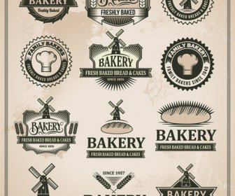 復古麵包店標籤向量集