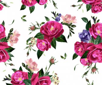 Retro Beautiful Roses Vector Seamless Pattern