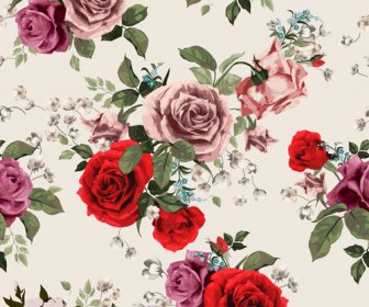 Retro Beautiful Roses Vector Seamless Pattern