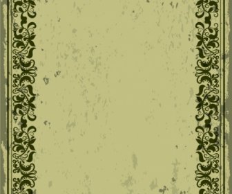 Retro Border Design Dark Green Classical Flowers Pattern