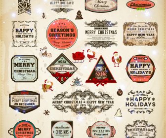 Retro-Weihnachten-Etiketten Design Vektor
