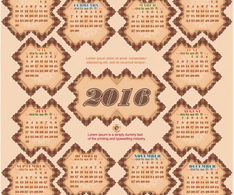 レトロなインテリア フレーム Calendar16 ビンテージ ベクトル