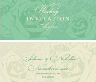 Retro Floral Wedding Invitation Cards Vector