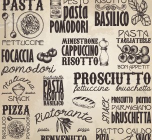 Comida Retrô Com Vetor De Elementos De Logotipos De Pizza