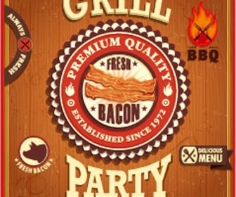 Retro Grill Party Poster Vector