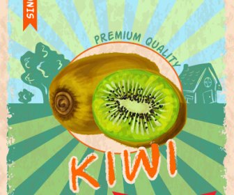 Retro Grunge Kiwi Poster Vektor