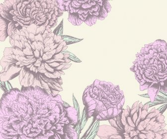 Retro Hand Gezeichnete Blumen Hintergrund-design