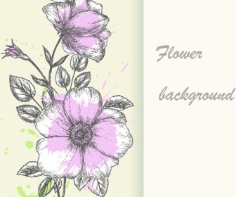 Retro Hand Gezeichnete Blumen Hintergrund-design