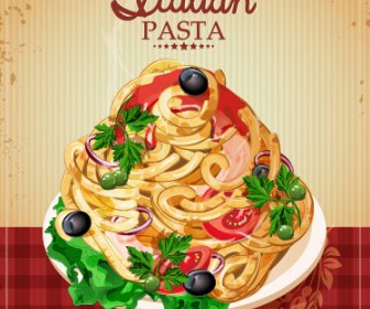 Retro-italienische Pasta Menü Abdeckung Vektor