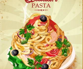 Retro Italian Pasta Menu Cover Vector