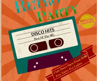 Retro Party Poster Vintage Tape And Ribbon Design