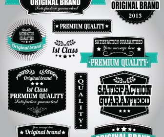 Labels De Qualité Premium Rétro Avec Le Vecteur De Ruban