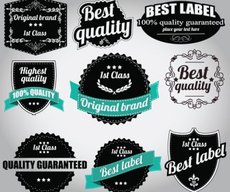 Retro Premium Quality Labels With Ribbon Vector