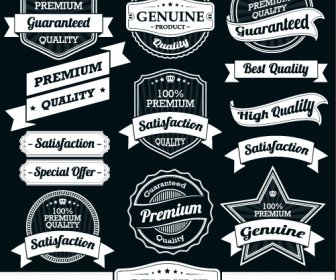 Retro Premium Quality Ribbon Labels Vector