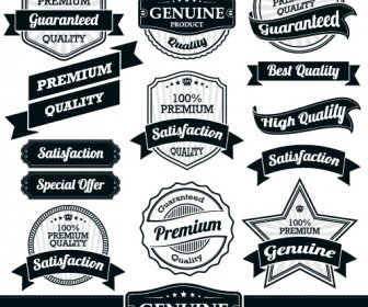 Retro Premium Quality Ribbon Labels Vector