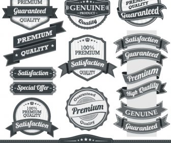 étiquettes De Ruban De Qualité Premium Rétro Vector
