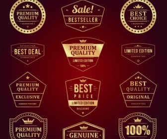 Set Vettoriale Di Retrò Premium Qualità Vendita Etichette
