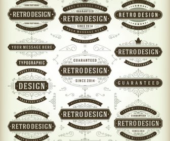 Retro Ribbon Labels Design Graphics Vector