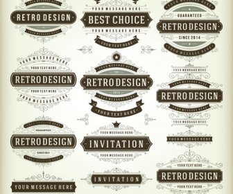 Retro Ribbon Labels Design Graphics Vector