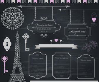 Retro Ribbon With Border And Frame Ornaments Vector