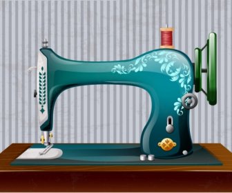 Retro Sewing Machine Shiny 3d Multicolored Design