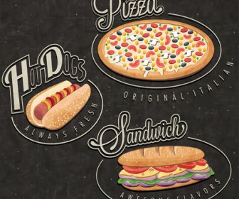 Retro Style Fast Food Logos Design