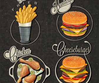 Retro Style Fast Food Logos Design