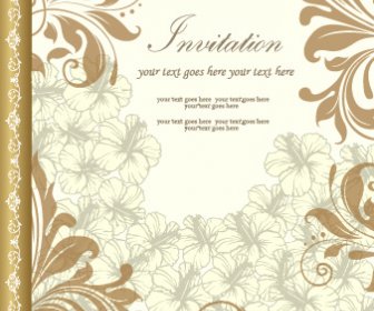 Retro Style Floral Ornament Invitation Card Vector