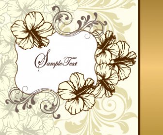Retro Style Floral Ornament Invitation Card Vector