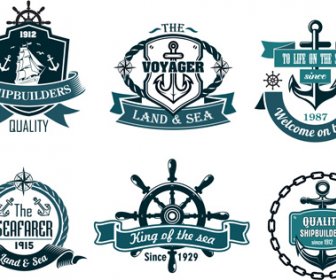 Retro Styles Nautical Labels Vector
