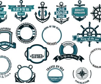 Retro Styles Nautical Labels Vector