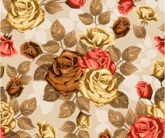 Retro Styles Roses Seamless Pattern Vector