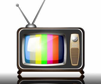 Retro Television Icon Multicolored Shiny Design