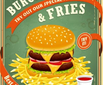Retro Vintage Fast Food Poster Design Vector
