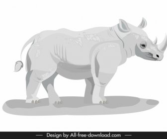 Rinoceronte ícone Moderno Brilhante Cinza Esboço