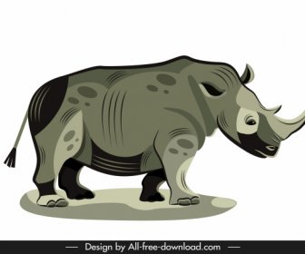 Rhino Malerei Dunklen Farbigen Handgezeichneten Skizze
