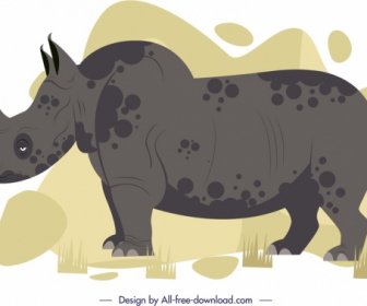 Rhino Pittura Disegno Scuro Schizzo Personaggio Cartoon