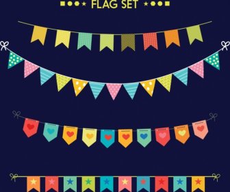 Cinta Banderas Elementos De Diseño Varios Colores Formas De Aislamiento