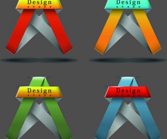 Ribbon Shape Logos Design Elements Vector