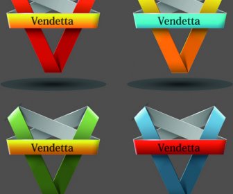 Ribbon Shape Logos Design Elements Vector
